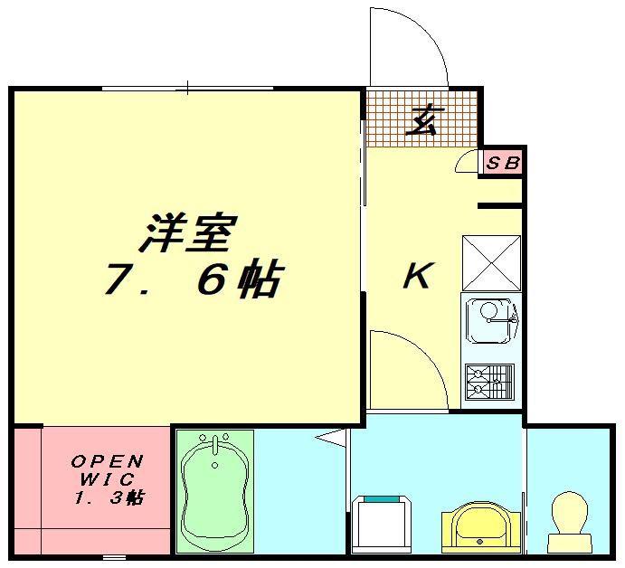 ホワイトベル上福岡A(1K/1階)の間取り写真