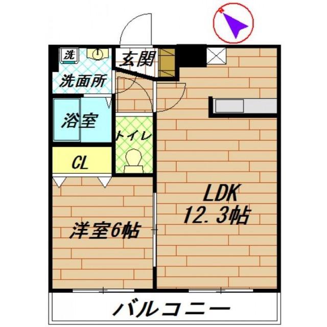 ル・シエル(1LDK/2階)の間取り写真