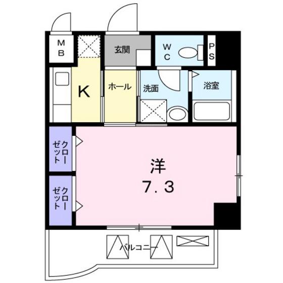 クラールアヴェニュー(1K/2階)の間取り写真