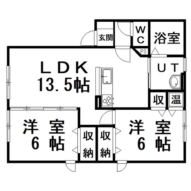 プレシャスコートB棟(2LDK/2階)の間取り写真