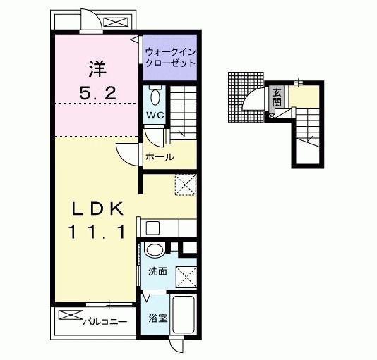 ピース ライフ(1LDK/2階)の間取り写真