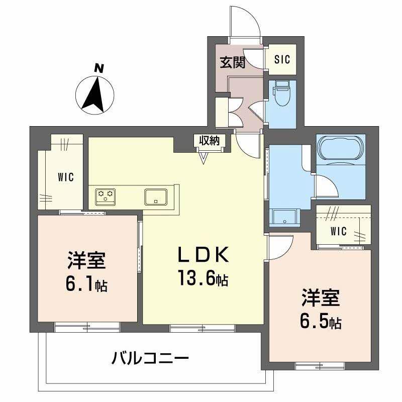 シャーメゾン フェレザ(2LDK/3階)の間取り写真