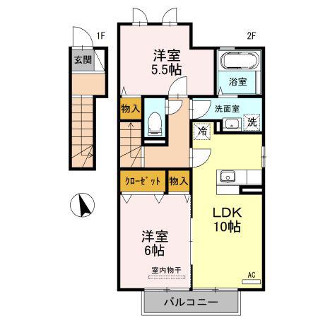 サンクレスト(2LDK/2階)の間取り写真