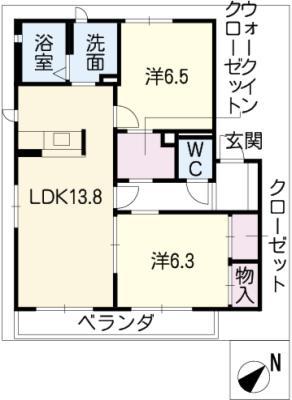 カーサフェリーチェ(2LDK/1階)の間取り写真
