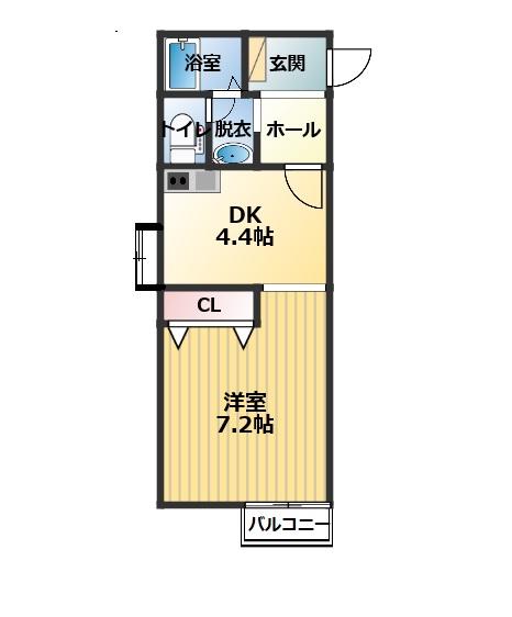 シーズン北岡(1DK/2階)の間取り写真