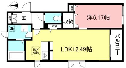 メゾンオルテンシア(1LDK/1階)の間取り写真