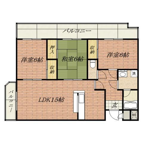 パークヒル尾崎(3LDK/1階)の間取り写真