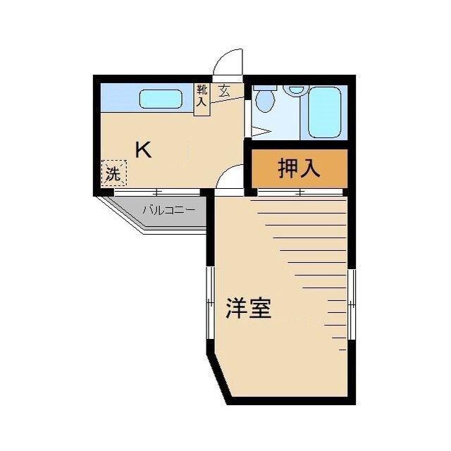 川尻コーポ(1K/2階)の間取り写真