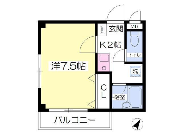 サワダビル(1K/3階)の間取り写真