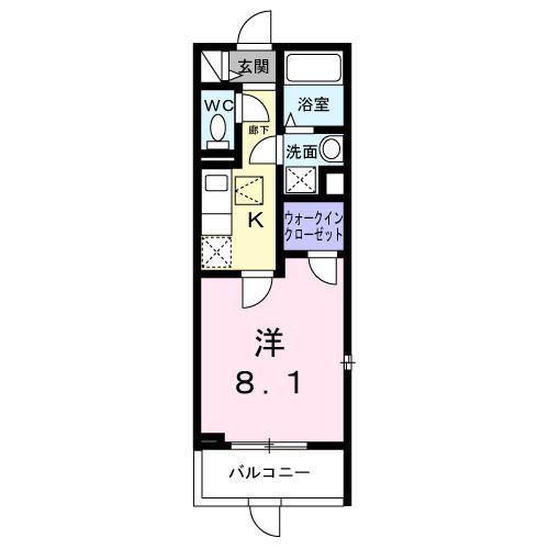 ヒカルサ神戸王塚台II(1K/1階)の間取り写真