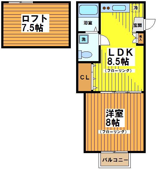 シティフラット南台(1LDK/2階)の間取り写真