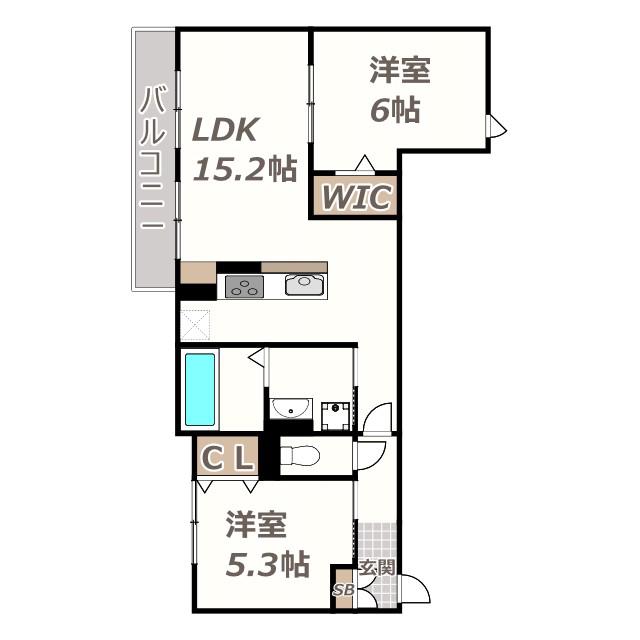 エスポアレジデンス(2LDK/1階)の間取り写真