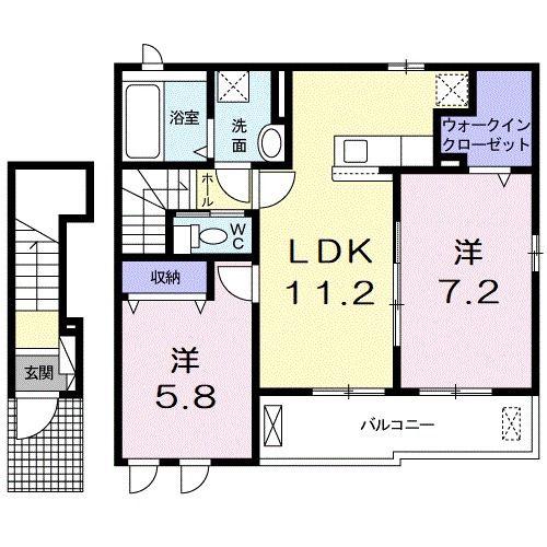 バーン デライト(2LDK/2階)の間取り写真