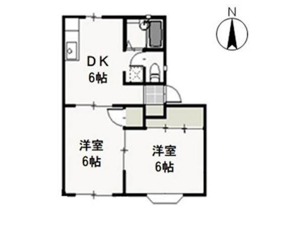 ニューハウンE(2DK/1階)の間取り写真