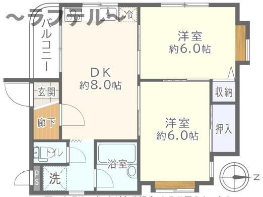 アーガスヒルズ54(2DK/2階)の間取り写真