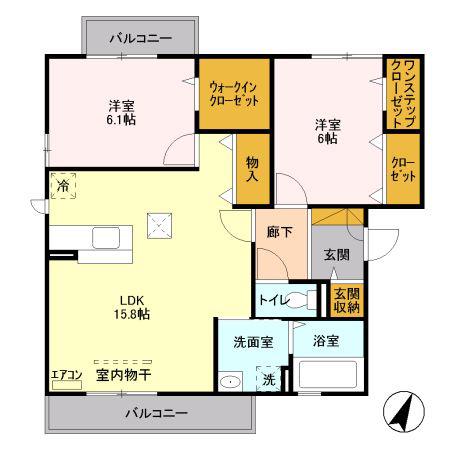 セピアコート北館(2LDK/1階)の間取り写真