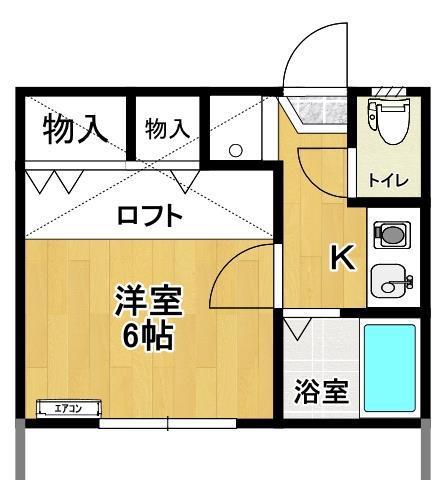 グリーンリーブス(1K/1階)の間取り写真