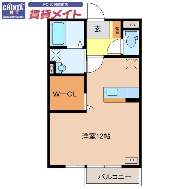 GLORY B棟(ワンルーム/2階)の間取り写真