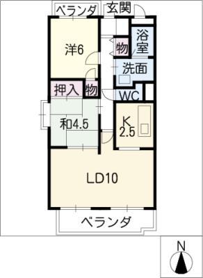 オプスよもぎ台(2LDK/3階)の間取り写真