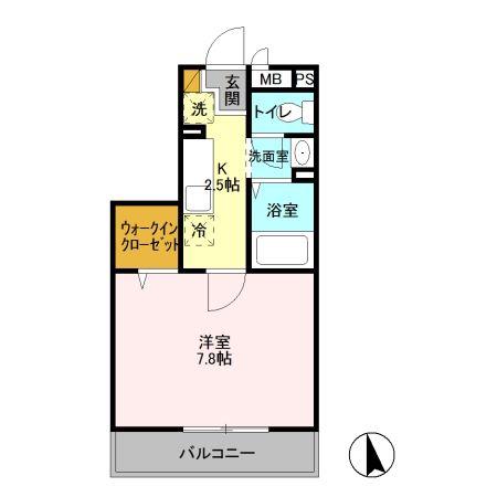 グランドール(1K/2階)の間取り写真