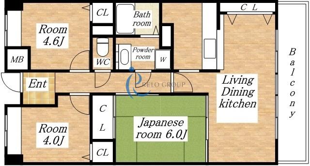 平野元町日興マンション(3LDK/2階)の間取り写真