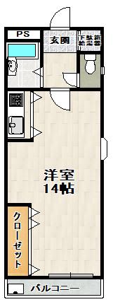 グリーンコートアラン(ワンルーム/3階)の間取り写真