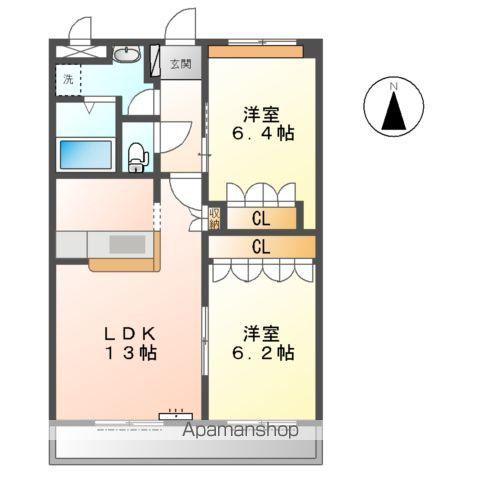 プラセール若林(2LDK/1階)の間取り写真