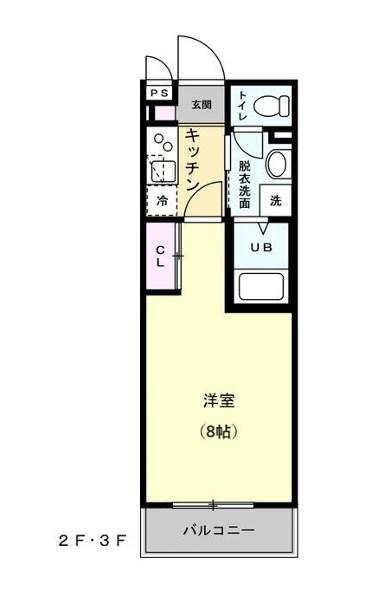 アプリコーゼ相模が丘(1K/2階)の間取り写真