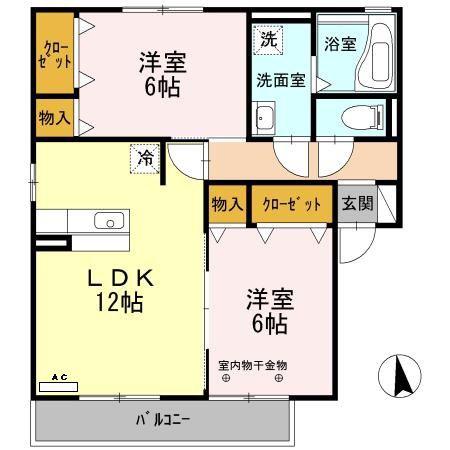 CASA RAFFINA(2LDK/2階)の間取り写真