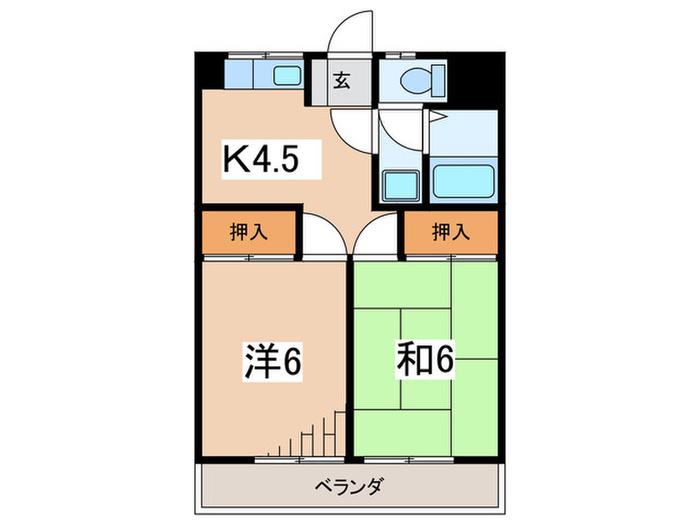 相雄マンション(2K/1階)の間取り写真