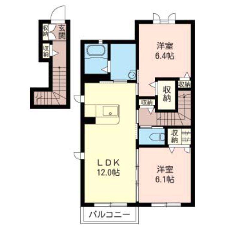 SHA MAISON シャーメゾン吉沢(2LDK/2階)の間取り写真