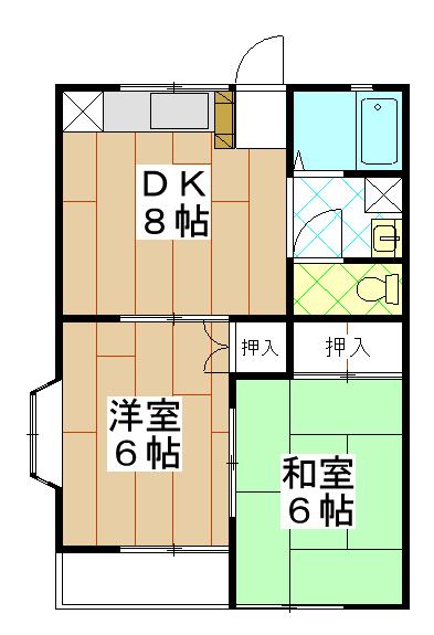 コーポ錦(2DK/2階)の間取り写真