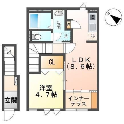 ルーカス(1LDK/2階)の間取り写真