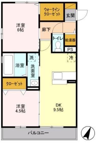 ピラタス X(2DK/1階)の間取り写真