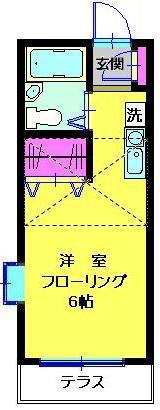 グリーンヒルズ岸谷B(ワンルーム/1階)の間取り写真