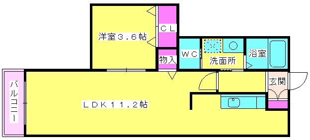 パラシオン(1LDK/1階)の間取り写真