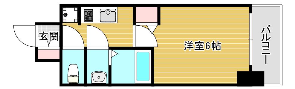 ファステート難波ラグジュ(1K/9階)の間取り写真