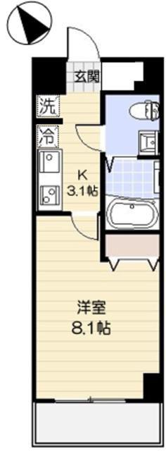 ブランドール壱番館(1K/2階)の間取り写真