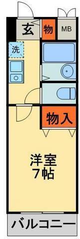 ベルサイト新松戸(1K/2階)の間取り写真