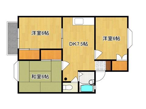 ほうれん荘1号館(3DK/2階)の間取り写真