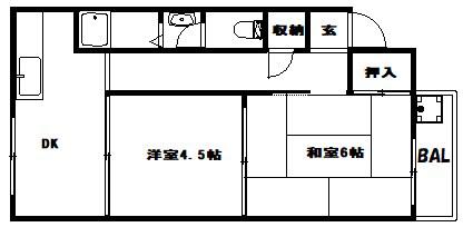 MIRAVAL元町(2DK/4階)の間取り写真