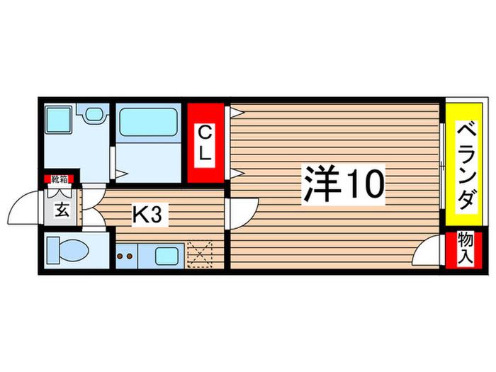 クレスト長束(1K/2階)の間取り写真