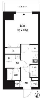 コスモリード錦糸町(1K/2階)の間取り写真