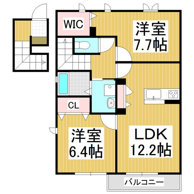レザンアーブルA棟(2LDK/2階)の間取り写真