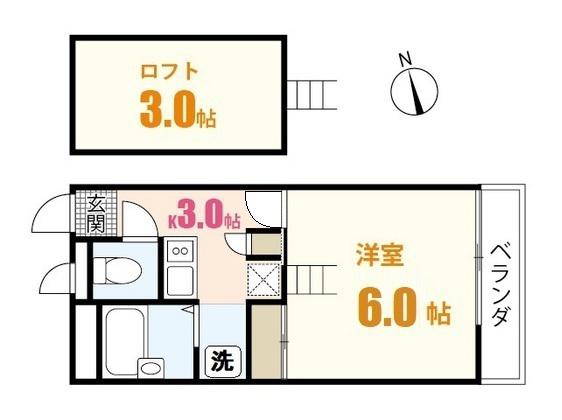 アムール東原(1K/3階)の間取り写真