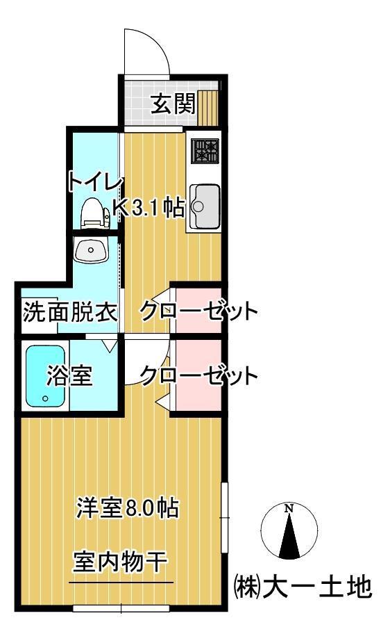 コンフォートグレイス B(1K/1階)の間取り写真