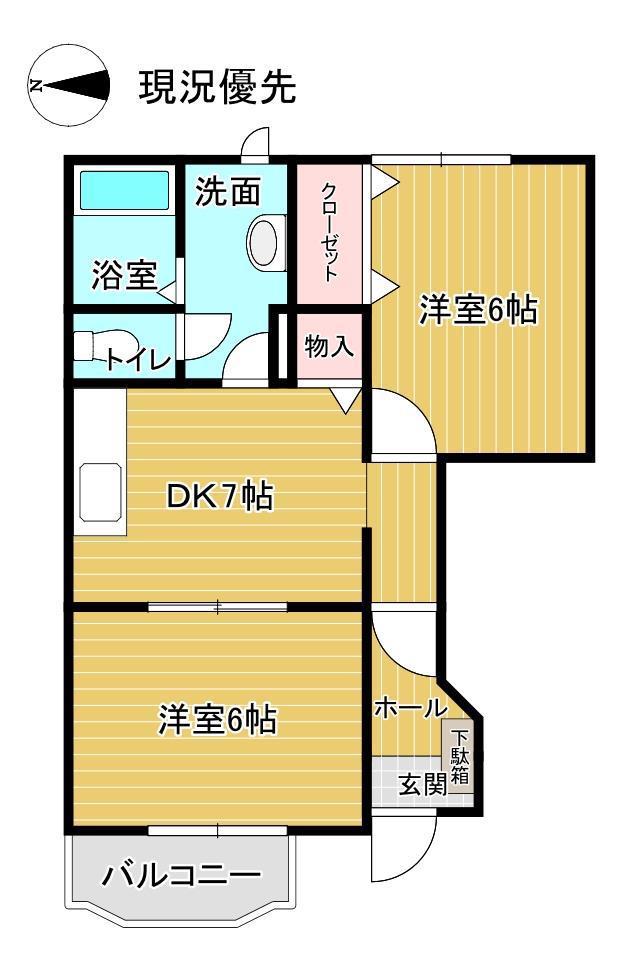 Gセレクト(2DK/1階)の間取り写真