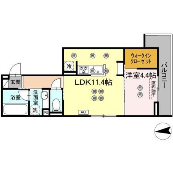 CASA PINO(1LDK/3階)の間取り写真