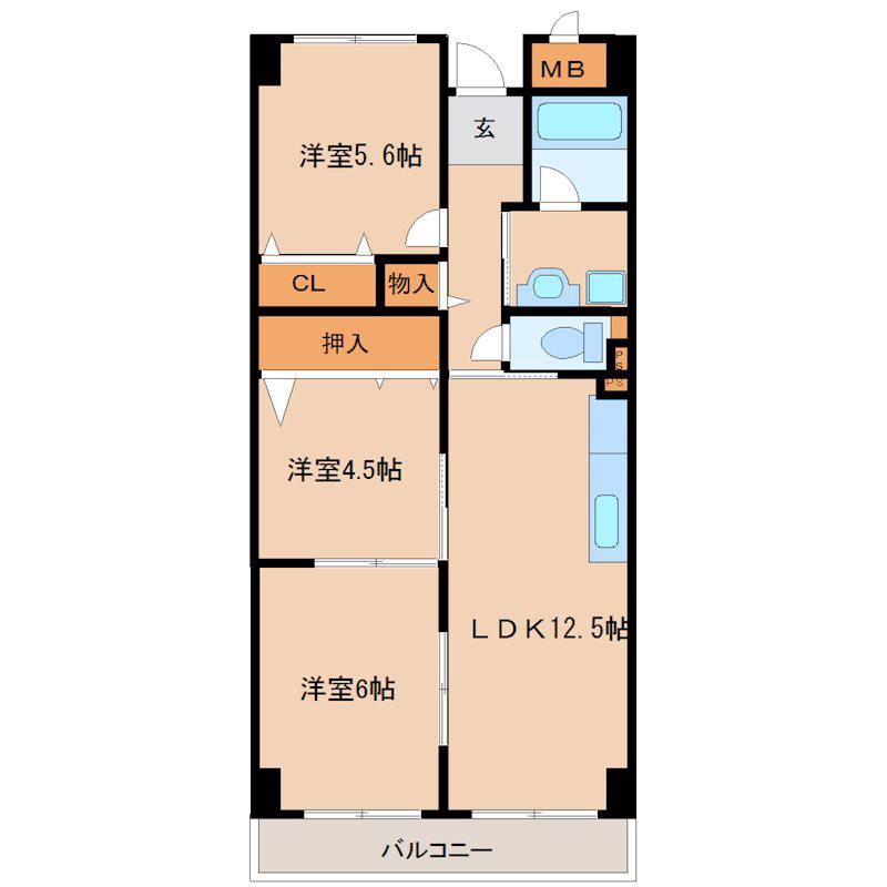 エスペラール(3LDK/4階)の間取り写真