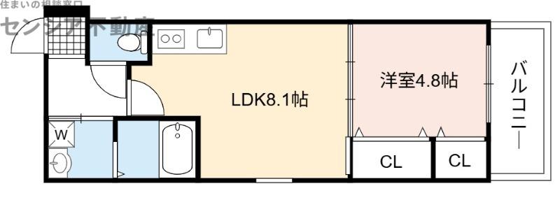 フジパレス鴫野東イースト(1LDK/3階)の間取り写真